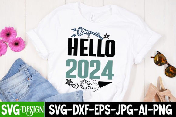 Hello 2024 SVG Cut File: A Fresh New Year Embroidery Design